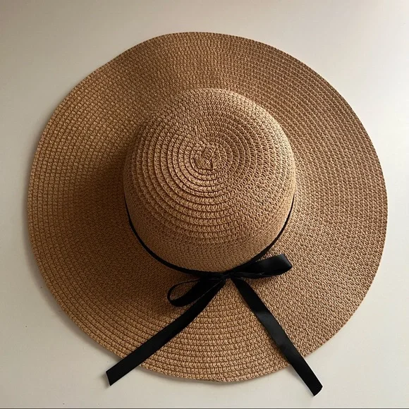 NEW Fashion Women Summer Big Wide Brim Straw Hat Floppy Beach Sun Foldable Cap - Picture 2 of 8